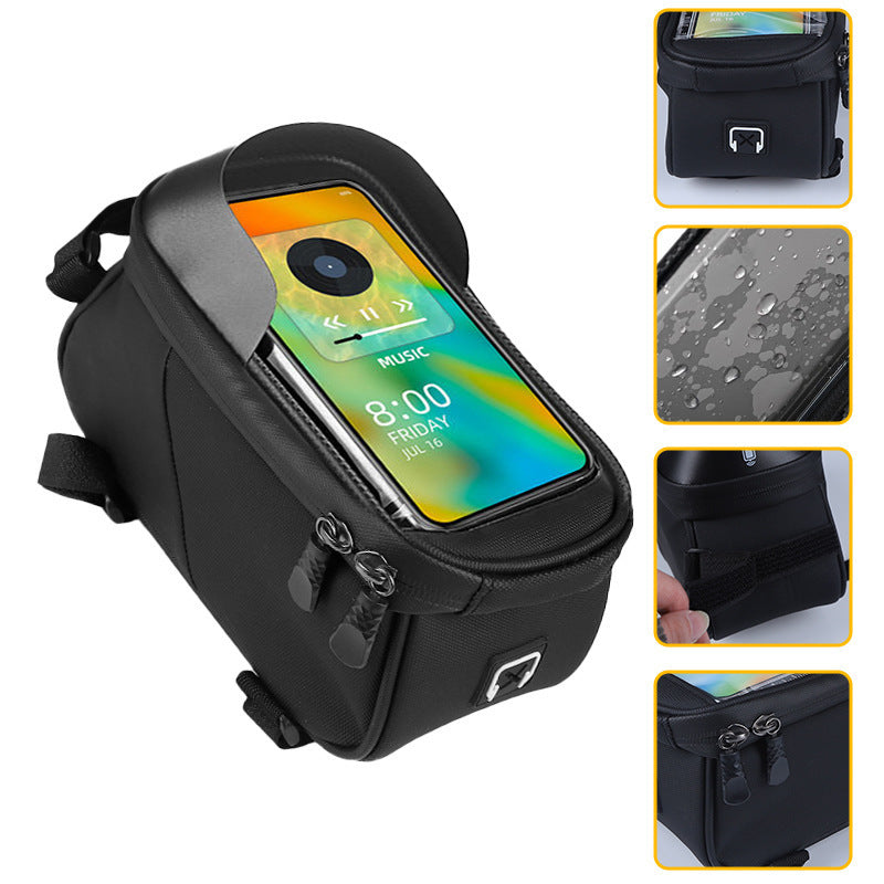 Fahrrad-Oberrohrtasche,große Kapazität, Oberrohr-Fahrradtasche mit empfindlicher Touchscreen-Funktion und Sonnenblende, wasserdichte Fahrrad-Handy-Tasche für Smartphones
