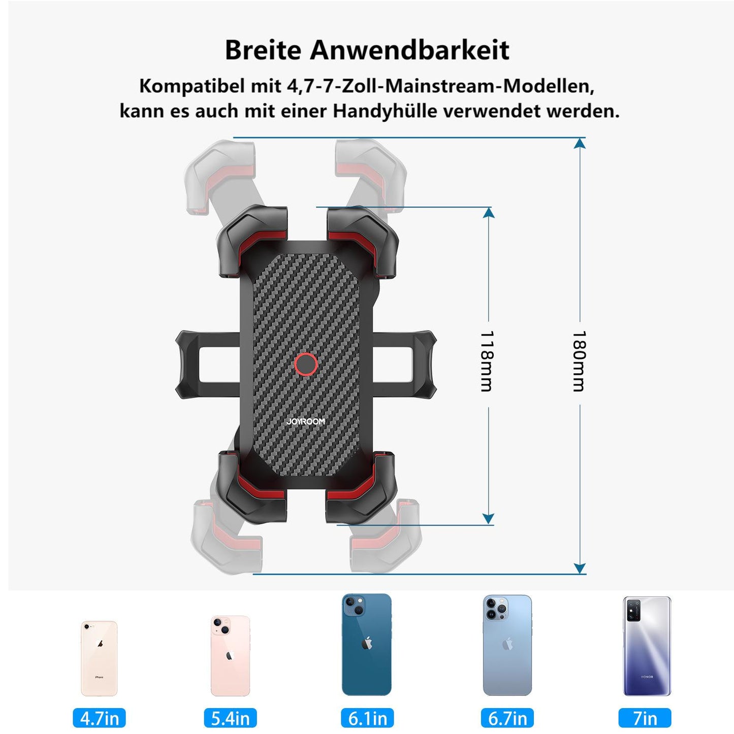 360° Fahrrad-Telefonhalterung, Lenker-Handyhalterung (für alle Smartphones geeignet)