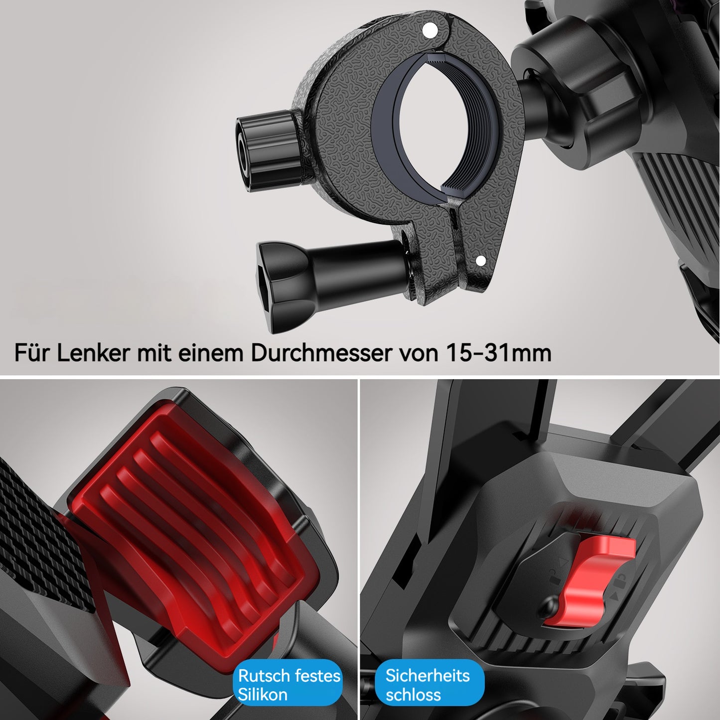 360° Fahrrad-Telefonhalterung, Lenker-Handyhalterung (für alle Smartphones geeignet)