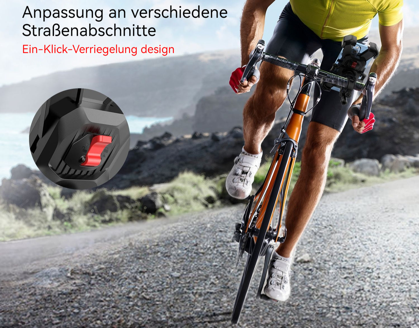 360° Fahrrad-Telefonhalterung, Lenker-Handyhalterung (für alle Smartphones geeignet)