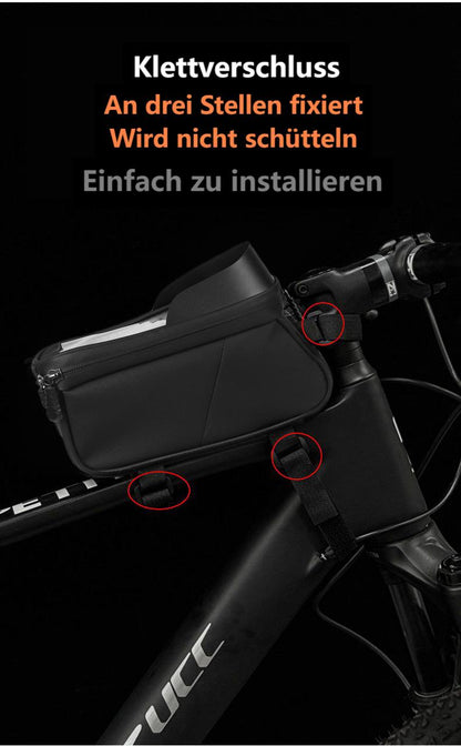Fahrrad-Oberrohrtasche，große Kapazität, Oberrohr-Fahrradtasche mit empfindlicher Touchscreen-Funktion und Sonnenblende, wasserdichte Fahrrad-Handy-Tasche für Smartphones