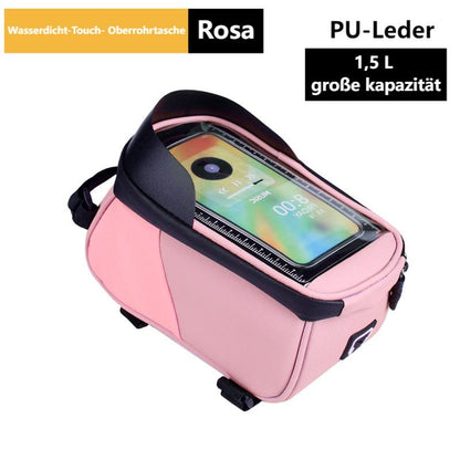 Fahrrad-Oberrohrtasche，große Kapazität, Oberrohr-Fahrradtasche mit empfindlicher Touchscreen-Funktion und Sonnenblende, wasserdichte Fahrrad-Handy-Tasche für Smartphones