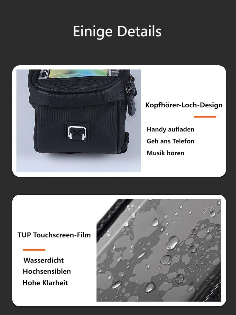 Fahrrad-Oberrohrtasche，große Kapazität, Oberrohr-Fahrradtasche mit empfindlicher Touchscreen-Funktion und Sonnenblende, wasserdichte Fahrrad-Handy-Tasche für Smartphones