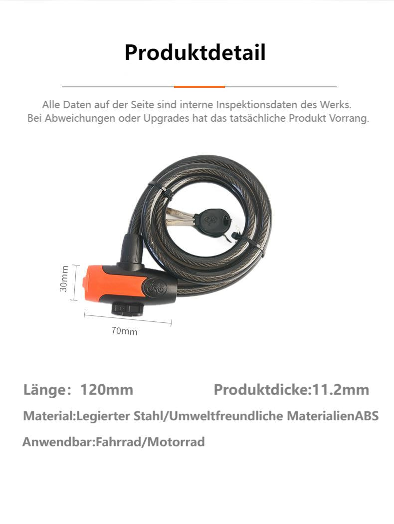 Anti-Schneiden Edelstahl Fahrradschloss