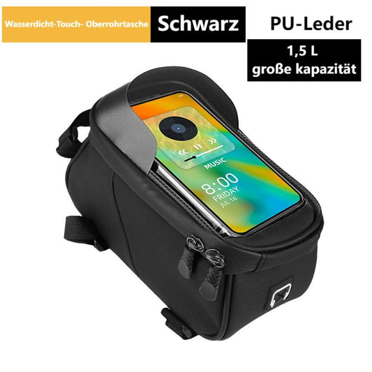 Fahrrad-Oberrohrtasche，große Kapazität, Oberrohr-Fahrradtasche mit empfindlicher Touchscreen-Funktion und Sonnenblende, wasserdichte Fahrrad-Handy-Tasche für Smartphones