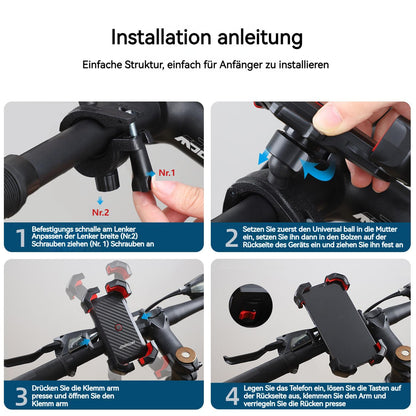 360° Fahrrad-Telefonhalterung, Lenker-Handyhalterung (für alle Smartphones geeignet）